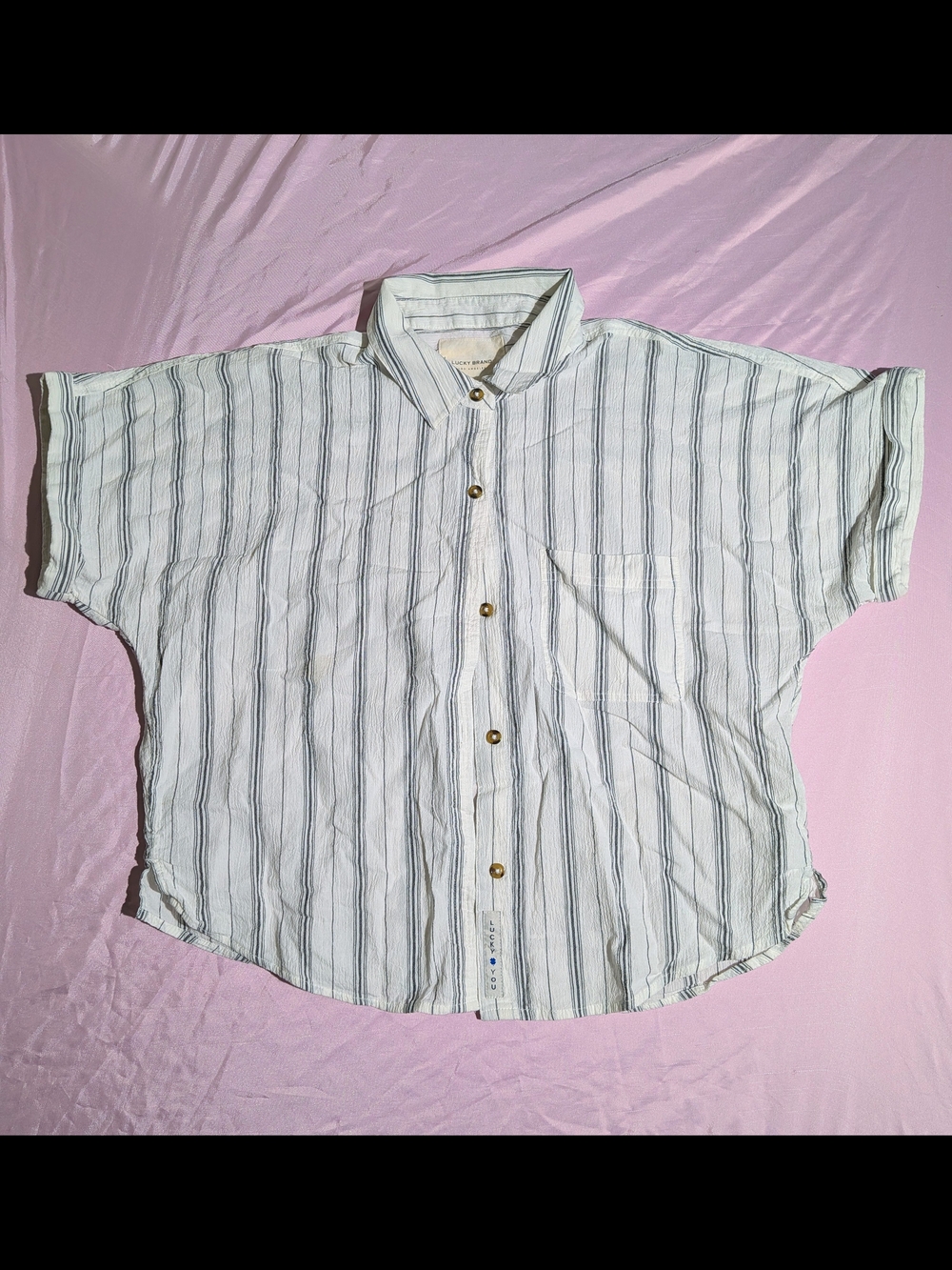 🤩 Lucky Brand Striped Short Sleeve Top Small